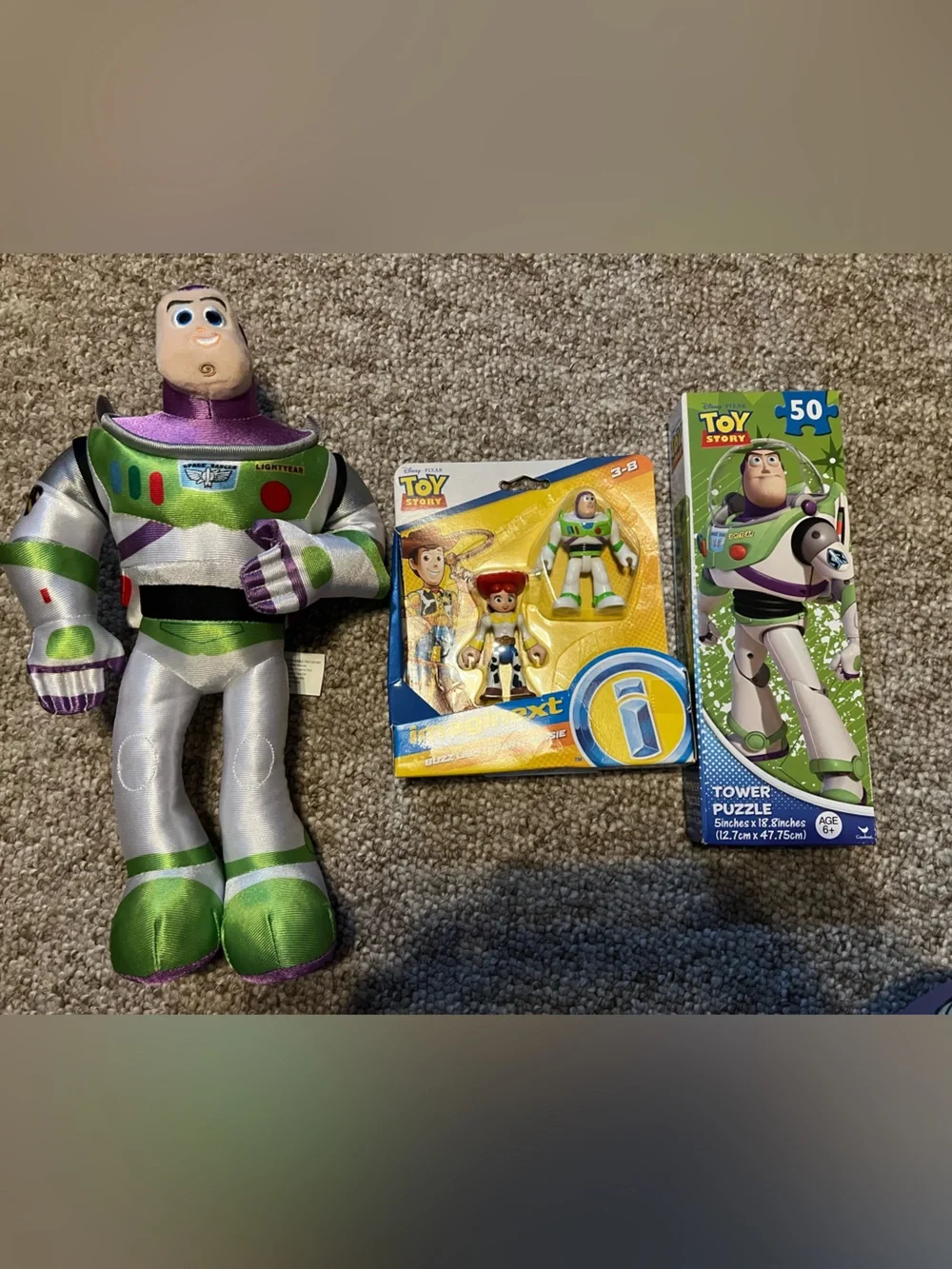 Disney Pixar Toy Story Buzz Lightyear Plush, imaginext figures and puzzle